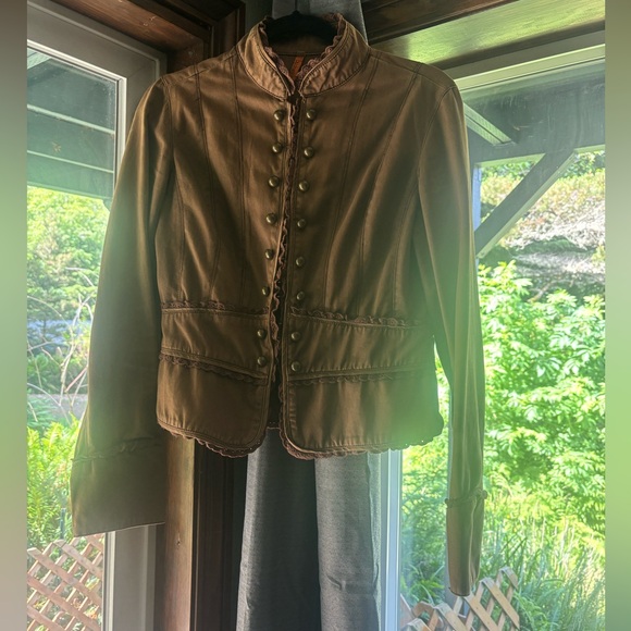 deep Los Angeles Jackets & Blazers - deep Los Angeles Victorian Style Brown Cotton Jacket Size Large P2P 16”-18”